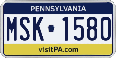 PA license plate MSK1580