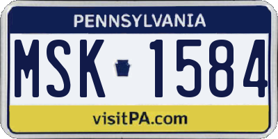 PA license plate MSK1584
