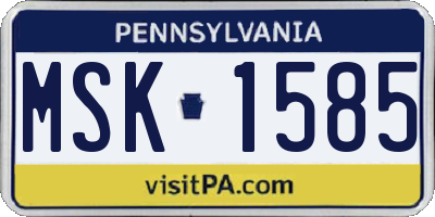 PA license plate MSK1585