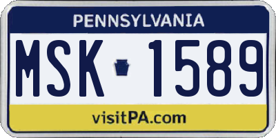 PA license plate MSK1589
