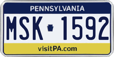 PA license plate MSK1592