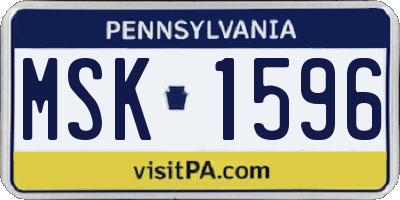 PA license plate MSK1596