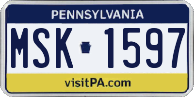 PA license plate MSK1597