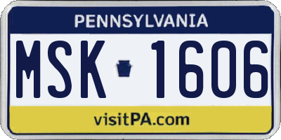 PA license plate MSK1606