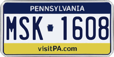 PA license plate MSK1608