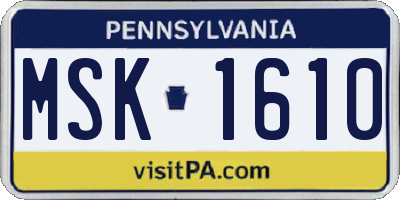PA license plate MSK1610