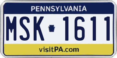 PA license plate MSK1611