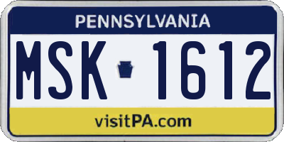 PA license plate MSK1612