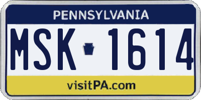 PA license plate MSK1614