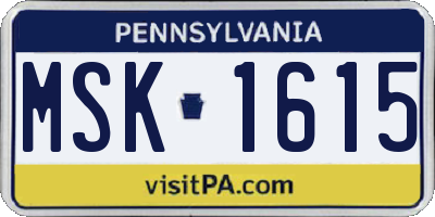 PA license plate MSK1615