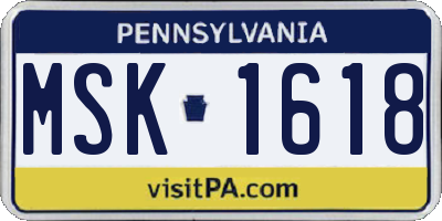 PA license plate MSK1618
