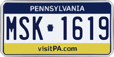 PA license plate MSK1619