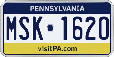 PA license plate MSK1620