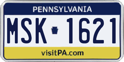 PA license plate MSK1621