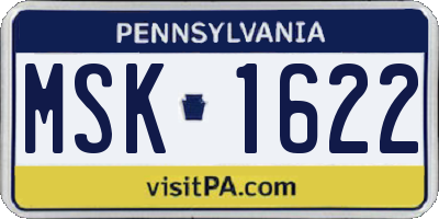 PA license plate MSK1622