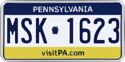 PA license plate MSK1623