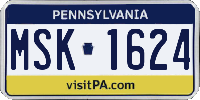 PA license plate MSK1624
