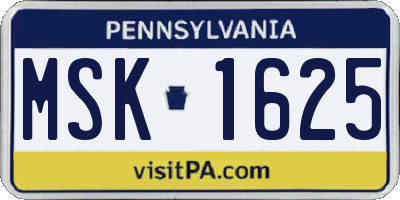 PA license plate MSK1625