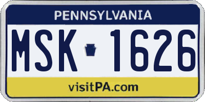 PA license plate MSK1626