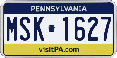 PA license plate MSK1627