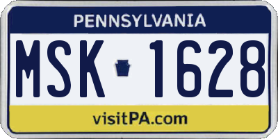 PA license plate MSK1628