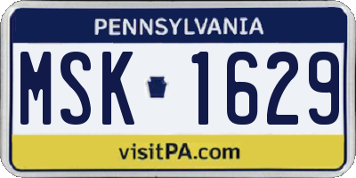PA license plate MSK1629