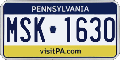 PA license plate MSK1630