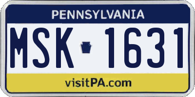 PA license plate MSK1631