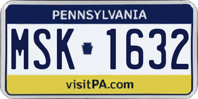 PA license plate MSK1632