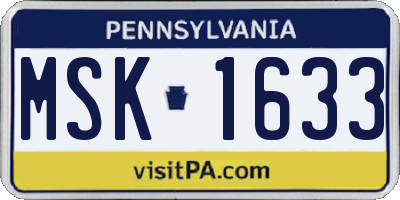 PA license plate MSK1633