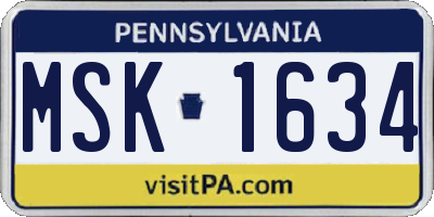 PA license plate MSK1634