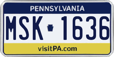 PA license plate MSK1636