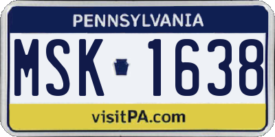 PA license plate MSK1638