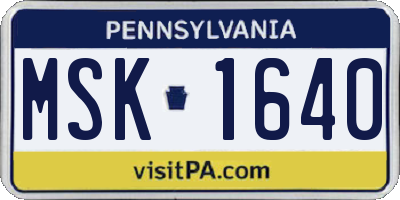 PA license plate MSK1640