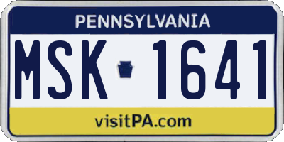 PA license plate MSK1641