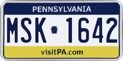 PA license plate MSK1642
