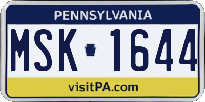PA license plate MSK1644