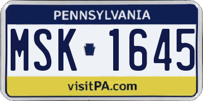 PA license plate MSK1645