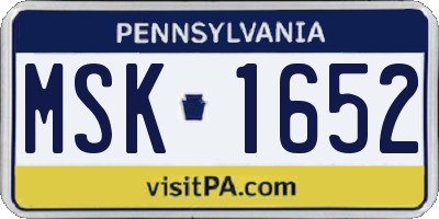 PA license plate MSK1652