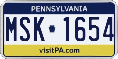 PA license plate MSK1654