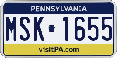 PA license plate MSK1655