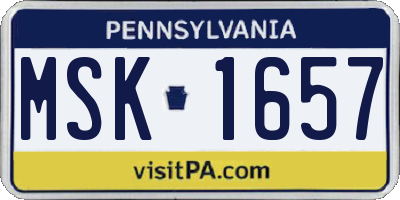 PA license plate MSK1657