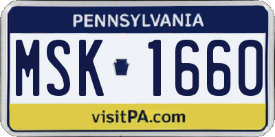 PA license plate MSK1660