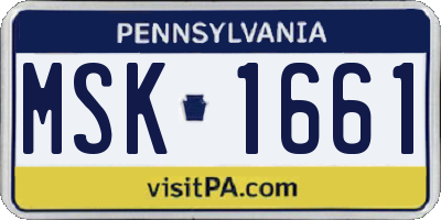 PA license plate MSK1661