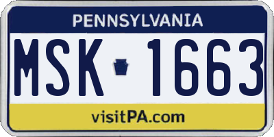 PA license plate MSK1663