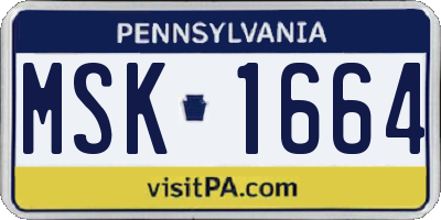 PA license plate MSK1664