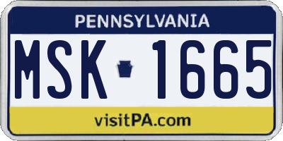 PA license plate MSK1665