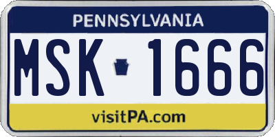 PA license plate MSK1666