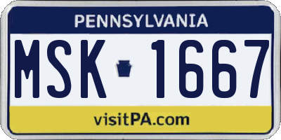 PA license plate MSK1667