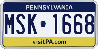 PA license plate MSK1668